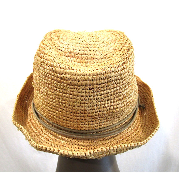 Tarnish Made In Italy Natural Tan Straw Raffia Fedora Hat Women OS main image 6
